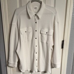 Aerie women’s White Waffle Knit Jacket shirt
